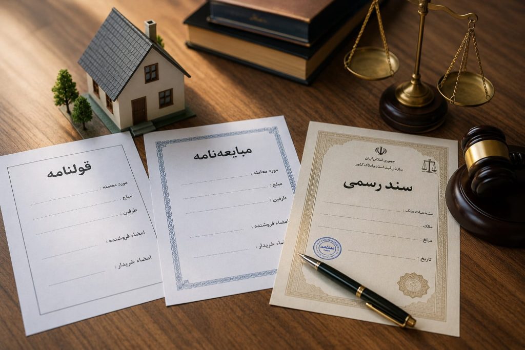 تفاوت قولنامه، مبایعه_نامه و سند رسمی؛ کدام یک از نظر قانون اعتبار بیشتری دارد؟
